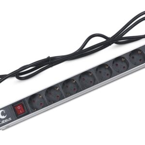 Cabeus PDU-8P-2EU Блок евророзеток для 19" шкафов, горизонтальный, 8 розеток, 16 A, выключатель