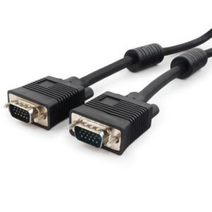 Кабель VGA Premium Cablexpert CC-PPVGA-5M-B, 15M/15M, 5.0м, черный, двойной экран, феррит.кольца, че
