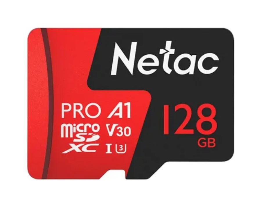 Карта памяти 128GB MicroSD Netac P500 Extreme Pro Class 10 UHS-I A1 V30 (100 Mb/s) + SD адаптер