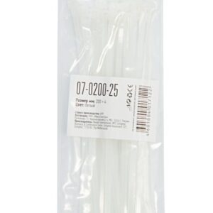 Хомут-стяжкa нeйлонoвая REXANT 200x3,6 мм, белая, упаковка 25 шт.