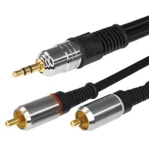 Шнур Стерео 3,5 мм - 2 RCA, длина 5 метров (GOLD-металл) REXANT