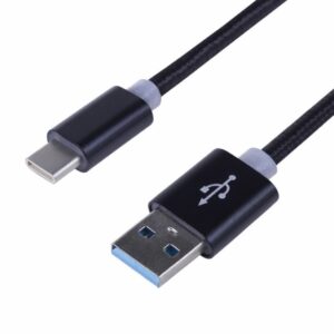 Шнур USB 3.1 type C (male)-USB 2.0 (male) в тканевой оплетке 1 м черный REXANT
