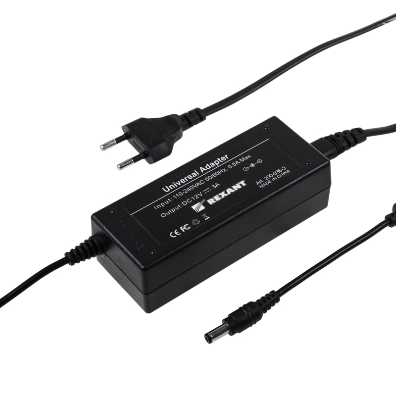 Источник питания 110-220 V AC/12 V DC 3 А 36 W с DC разъемом подключения 5.5х2.1, без влагозащиты — изображение 2
