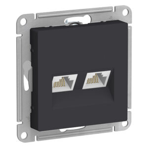 ATLASDESIGN РОЗЕТКА двойная компьютерная RJ45+RJ45 кат. 5e, механизм, КАРБОН