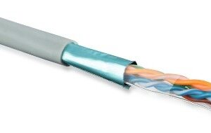 Кабель витая пара Hyperline CAT5e, FUTP4-C5E-S24-IN-PVC-GY-305, (305 м)