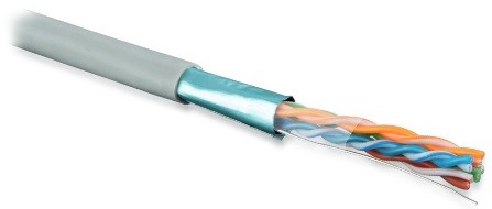 Кабель витая пара Hyperline CAT5e, FUTP4-C5E-S24-IN-PVC-GY-305, (305 м)